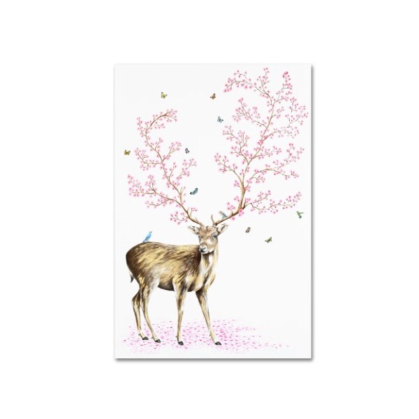 Trademark Fine Art Michelle Faber 'Cherry Blossom Deer' Canvas Art, 16x24 - ALI17971-C1624GG