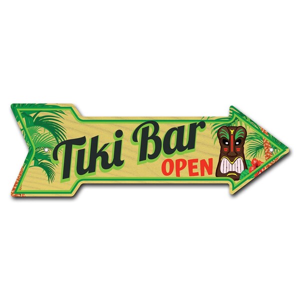 Signmission Tiki Bar Arrow Sign Funny Home Decor 24in Wide - P-ARROW8-999568