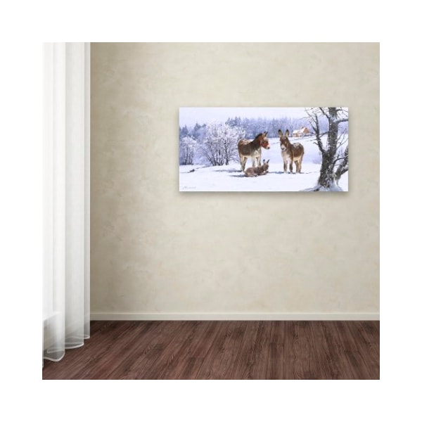 Trademark Fine Art The Macneil Studio 'Donkeys in Snow' Canvas Art, 12x24 - ALI8963-C1224GG
