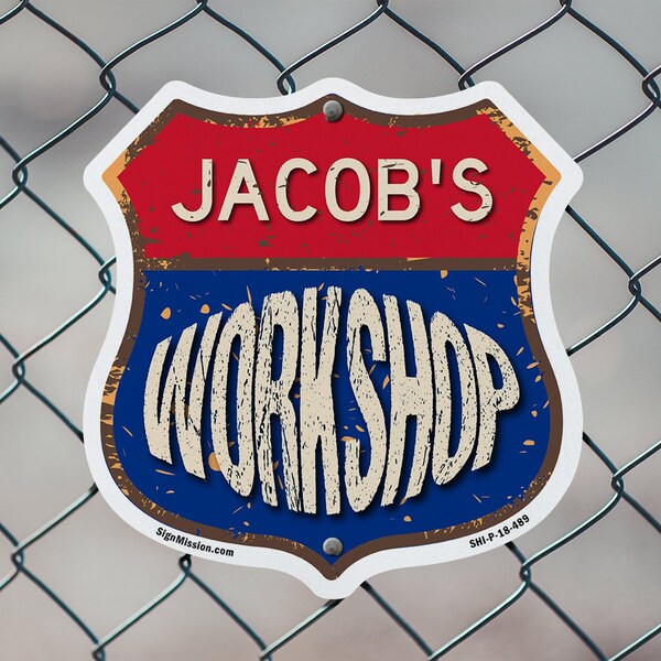 Signmission Jacob's Workshop, 12 inch X 12 inch, Plastic Sign, 2PK - SHI-P-2PACK-12-489-JACOB