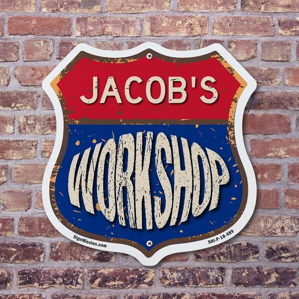 Signmission Jacob's Workshop, 12 inch X 12 inch, Plastic Sign, 2PK - SHI-P-2PACK-12-489-JACOB