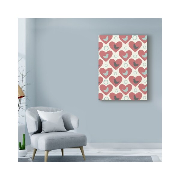 Trademark Fine Art Rachel Gresham 'Love Birds Hearts' Canvas Art, 24x32 - ALI42451-C2432GG