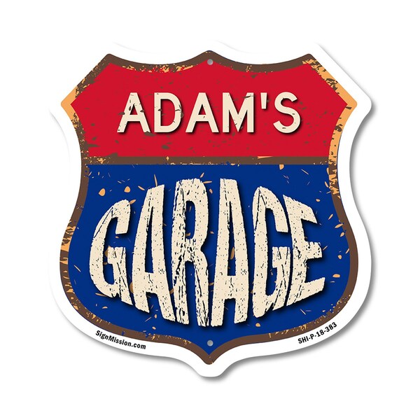 Signmission Adam's Garage, 18 Inch X 18 Inch, Plastic Sign - SHI-P-18-383-ADAM