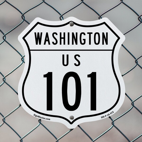 Signmission Washington Route Marker Shield Sign Us 1, 6 inch X 6 inch, Plastic Sign, 2PK - SHI-P-2PACK-6-475