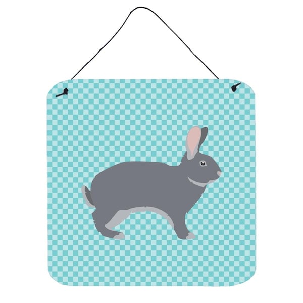 Micasa Giant Chinchilla Rabbit Blue Check Wall or Door Hanging Prints6 x 6 in. - MI231373