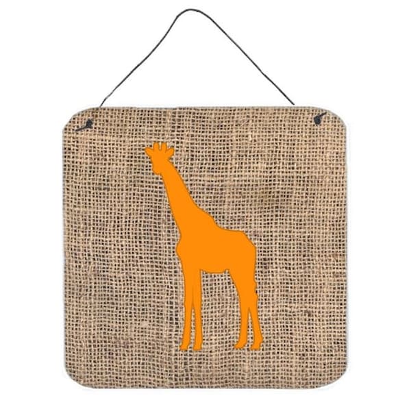 Jensendistributionservices Giraffe Burlap And Orange Aluminium Metal Wall Or Door Hanging Prints - MI240435