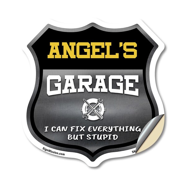 Signmission Angel's Garage I Can Fix Everything But Stupid, 18 Inch X 18 Inch, Vinyl Decal - SHI-D-18-490-ANGEL