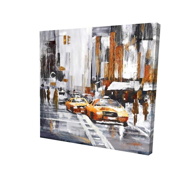 Fondo 16 x 16 in. Abstract Citystreet with Yellow Taxis-Print on Canvas - FO2785684