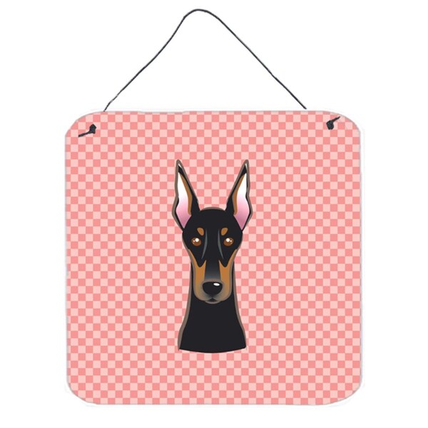 Micasa Checkerboard Pink Doberman Aluminum Metal Wall Or Door Hanging Prints6 x 6 In. - MI632216