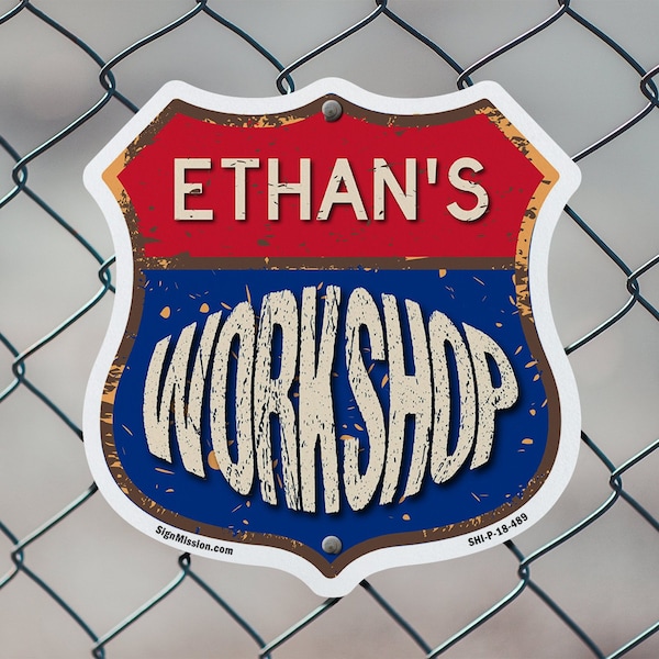 Signmission Ethan's Workshop, 12 Inch X 12 Inch, Plastic Sign - SHI-P-12-489-ETHAN