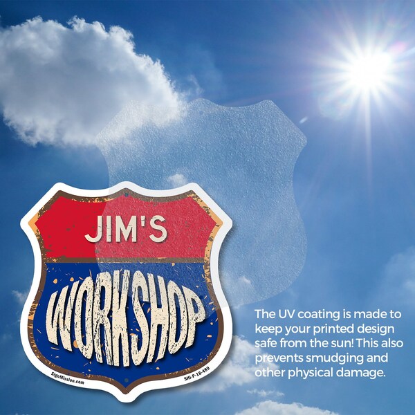 Signmission Jim's Workshop, 18 Inch X 18 Inch, Plastic Sign - SHI-P-18-489-JIM