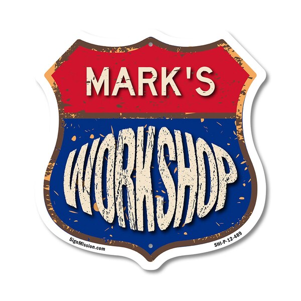 Signmission Mark's Workshop, 12 Inch X 12 Inch, Plastic Sign - SHI-P-12-489-MARK