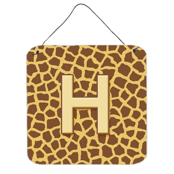Micasa Letter H Initial Monogram Giraffe Aluminium Metal Wall Or Door Hanging Prints - MI241918