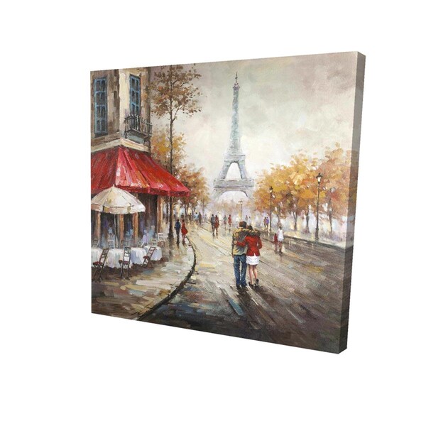 Begin Home Decor 16 x 16 in. Couple Walking In Paris Street-Print on Canvas - 2080-1616-ST19