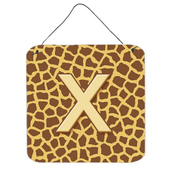 Micasa Letter x Initial Monogram Giraffe Aluminium Metal Wall Or Door Hanging Prints 6 x 6 In. - MI236120