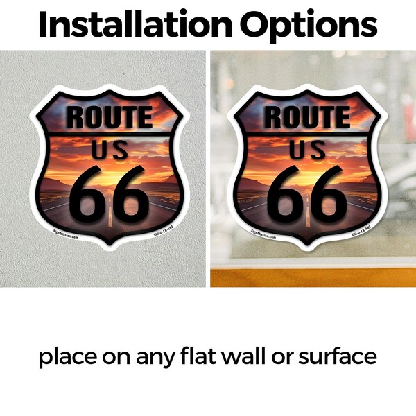 Signmission Route Us 66 Sunset, 12 Inch X 12 Inch, Vinyl Decal - SHI-D-12-482