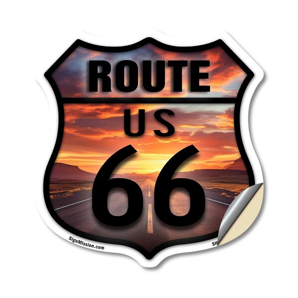 Signmission Route Us 66 Sunset, 12 Inch X 12 Inch, Vinyl Decal - SHI-D-12-482