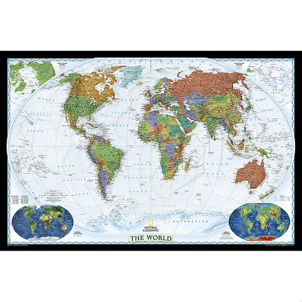 National Geographic World Decorator Map, Laminated, 46'' x 30.5'' - RE00622079