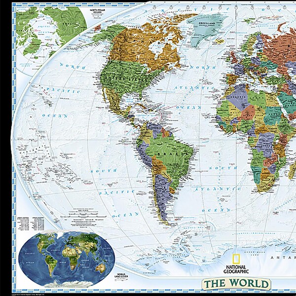 National Geographic World Decorator Map, Laminated, 46'' x 30.5'' - RE00622079