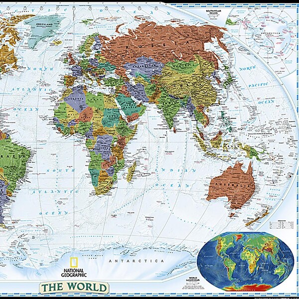 National Geographic World Decorator Map, Laminated, 46'' x 30.5'' - RE00622079