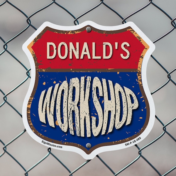 Signmission Donald's Workshop, 18 inch X 18 inch, Plastic Sign, 2PK - SHI-P-2PACK-18-489-DONALD