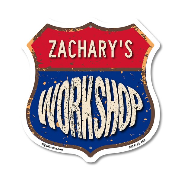 Signmission Zachary's Workshop, 12 Inch X 12 Inch, Plastic Sign - SHI-P-12-489-ZACHARY