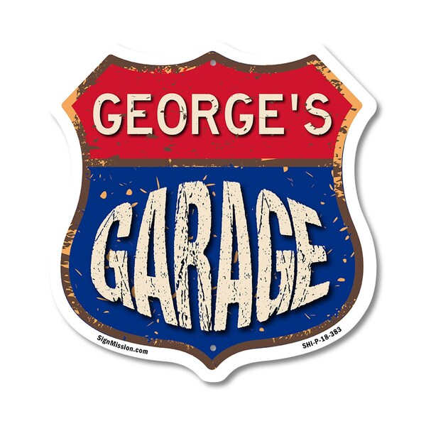 Signmission George's Garage, 18 Inch X 18 Inch, Plastic Sign - SHI-P-18-383-GEORGE