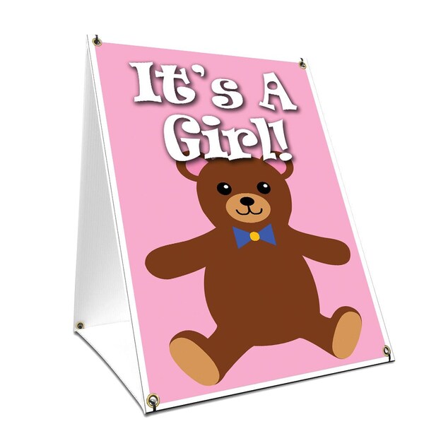 Signmission It's A Girl!, 24 Inch x 18 Inch A-frame Yard Sign - SBC-1824-IT'S A GIRL!
