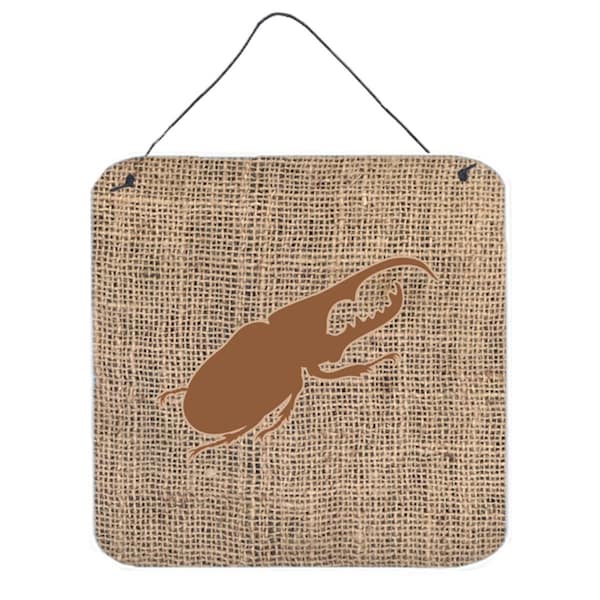 Micasa Beetle Burlap And Brown Aluminium Metal Wall Or Door Hanging Prints - MI629126