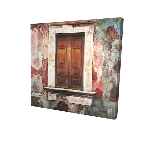 Begin Home Decor 12 x 12 in. Door of An Old Red Building-Print on Canvas - 2080-1212-SL8