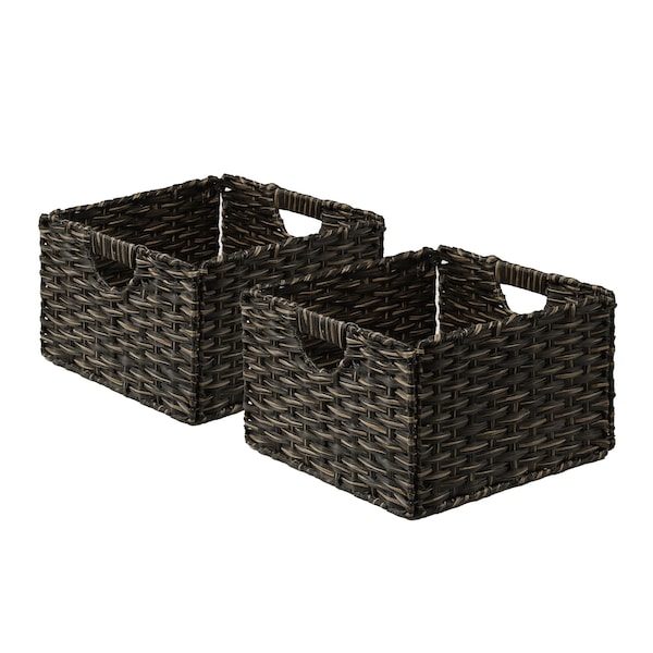Seville Classics Handwoven Basket, Mocha Brown, PK2 - WEB654