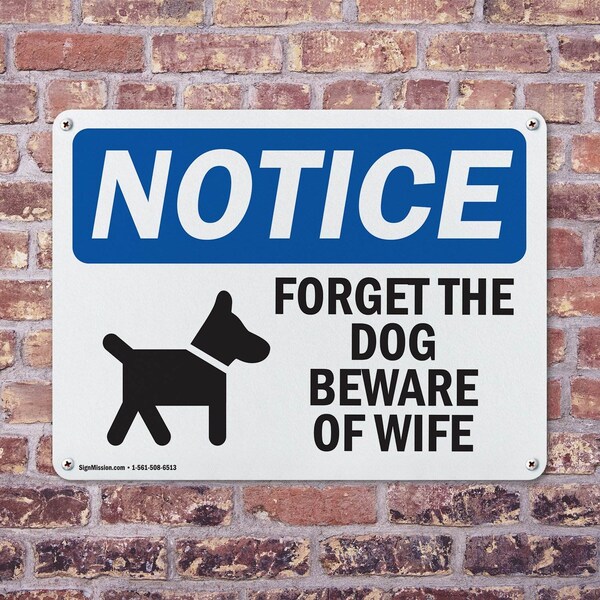 Signmission Forget The Dog Beware Of Wife, 10 Inch X 7 Inch, Plastic Sign, 2PK - OS-2PACK-NS-P-710-L-12876