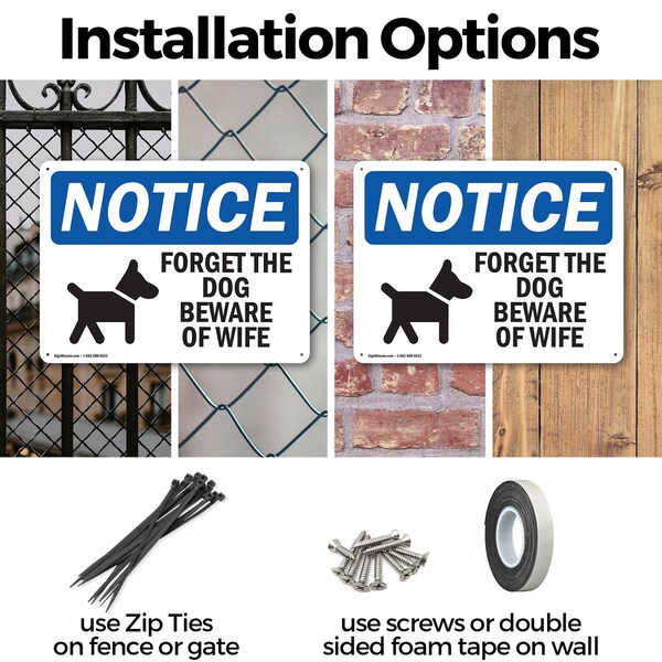 Signmission Forget The Dog Beware Of Wife, 10 Inch X 7 Inch, Plastic Sign, 2PK - OS-2PACK-NS-P-710-L-12876