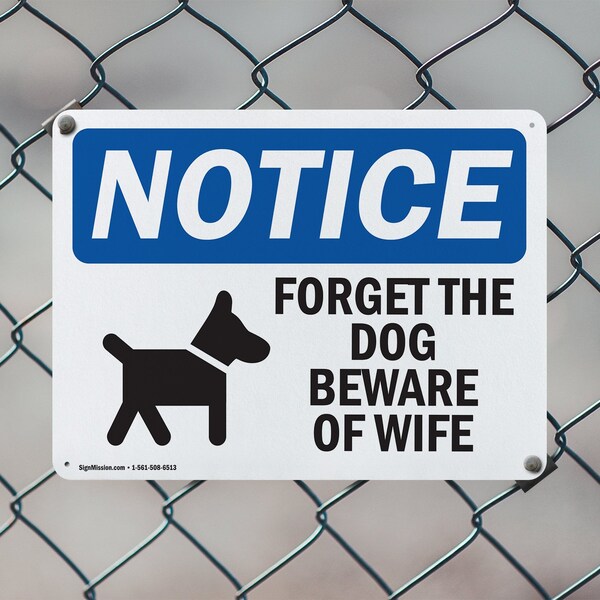 Signmission Forget The Dog Beware Of Wife, 10 Inch X 7 Inch, Plastic Sign, 2PK - OS-2PACK-NS-P-710-L-12876