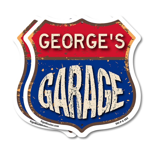 Signmission George's Garage, 6 inch X 6 inch, Plastic Sign, 2PK - SHI-P-2PACK-6-383-GEORGE