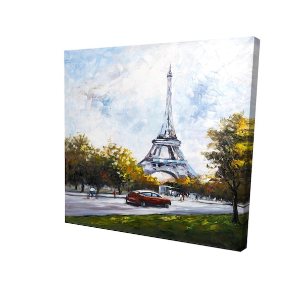 Begin Home Decor 12 x 12 in. Driving Near The Eiffel Tower-Print on Canvas - 2080-1212-ST31