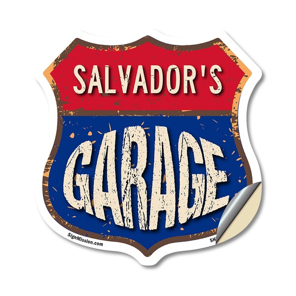 Signmission Salvador's Garage, 12 Inch X 12 Inch, Vinyl Decal - SHI-D-12-383-SALVADOR