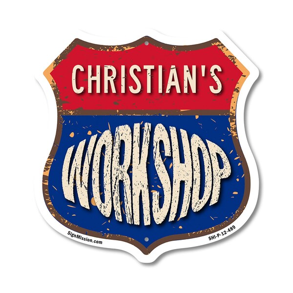 Signmission Christian's Workshop, 12 Inch X 12 Inch, Plastic Sign - SHI-P-12-489-CHRISTIAN