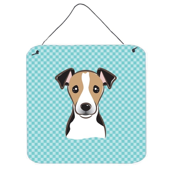 Micasa Checkerboard Blue Jack Russell Terrier Aluminum Metal Wall Or Door Hanging Prints6 x 6 In. - MI729815