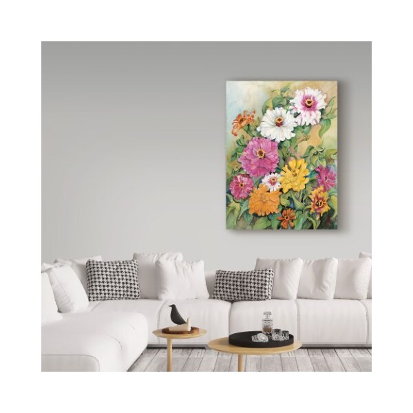 Trademark Fine Art Joanne Porter 'Variegated Zinnias Colorful' Canvas Art, 35x47 - ALI30581-C3547GG
