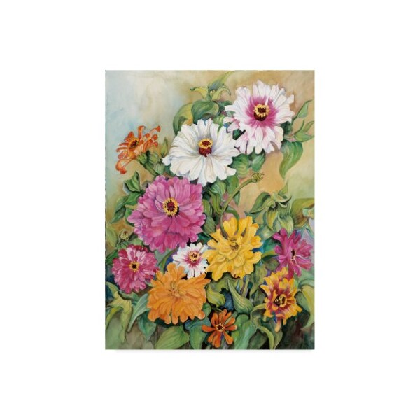 Trademark Fine Art Joanne Porter 'Variegated Zinnias Colorful' Canvas Art, 35x47 - ALI30581-C3547GG