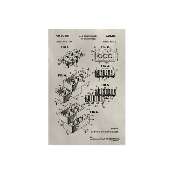 Trademark Fine Art Alicia Ludwig 'Patent-Lego' Canvas Art, 12x19 - WAG15407-C1219GG