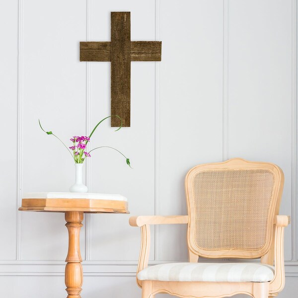 Ekena Millwork 20"W x 36"H x 1 1/2"D Vintage Farmhouse Cross, Barnwood Decor Collection, Salvage Red - DECR020X036X1500CRSRD