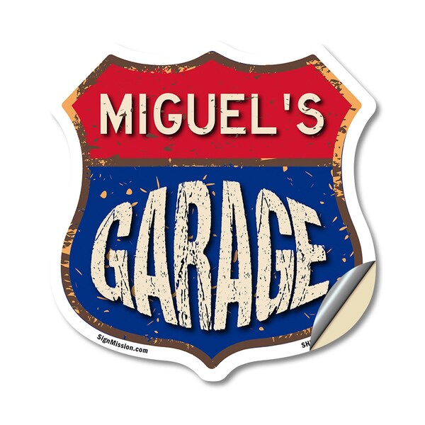 Signmission Miguel's Garage, 12 Inch X 12 Inch, Vinyl Decal - SHI-D-12-383-MIGUEL