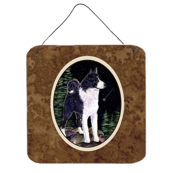 Micasa 6 x 6 in. Starry Night Karelian Bear Dog Aluminium Metal Wall or Door Hanging Prints - MI232456