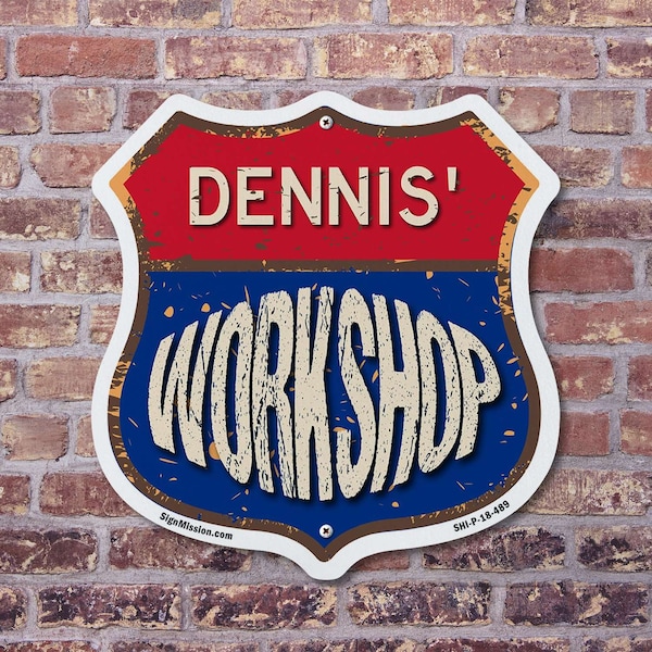 Signmission Dennis's Workshop, 6 inch X 6 inch, Plastic Sign, 2PK - SHI-P-2PACK-6-489-DENNIS