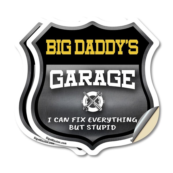 Signmission Big Daddy's Garage I Can Fix Everything But Stupid, 4 inch X 4 inch, Vinyl Decal, 2PK - SHI-D-2PACK-4-490-BIG DADDY