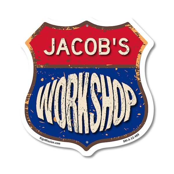 Signmission Jacob's Workshop, 12 Inch X 12 Inch, Aluminum Metal Sign - SHI-A-12-489-JACOB