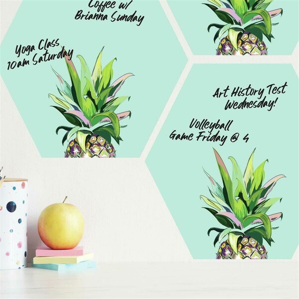 Roommates RoomMates RMK4319SCM Pineapple Crown Dry Erase Hexagon Peel & Stick Wall Decals - RMK4319SCM