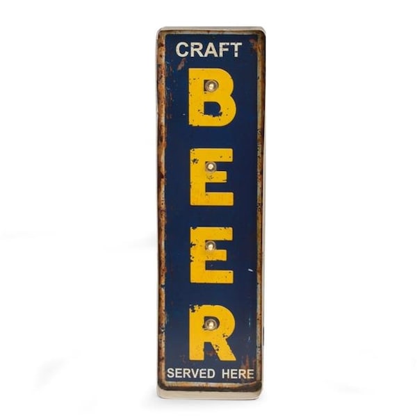 Bey Berk International Bey-Berk International WD500 Craft Beer LED Lighted Metal Sign - Brown & Yellow - WD500
